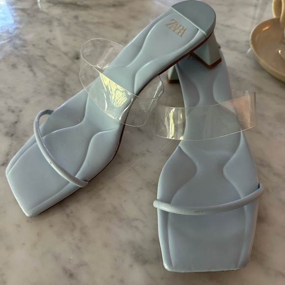 Zara SANDALS Size  38 (7.5) Pale Blue EUC - Picture 7 of 10